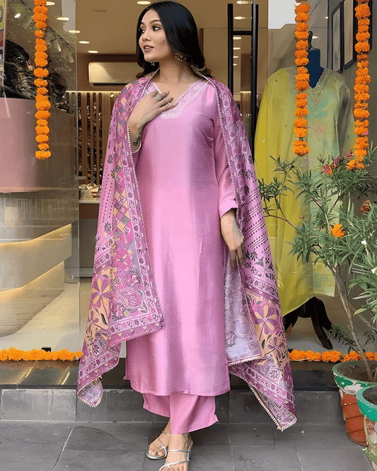 Pink Biscuit Cotton Suit Set for Women with Comfortable Fit