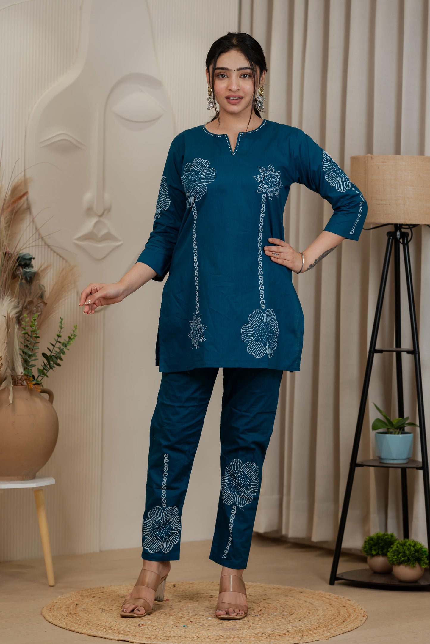Teal Blue Premium Dhabhu Cotton Co-ord Set – Soft, Breathable