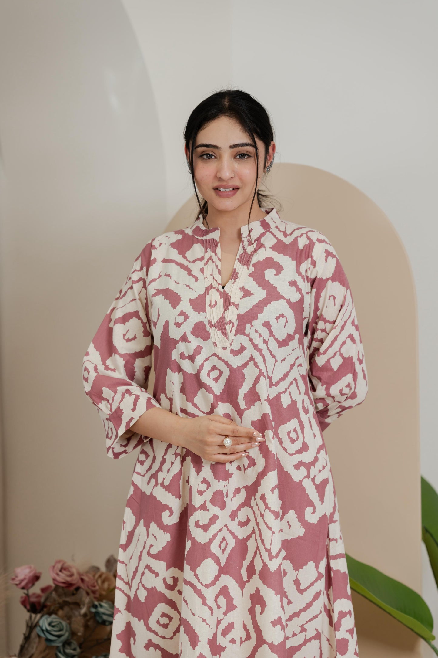 Premium Khadi Flex Kurta Set - Dusty Rose | Soft & Comfortable