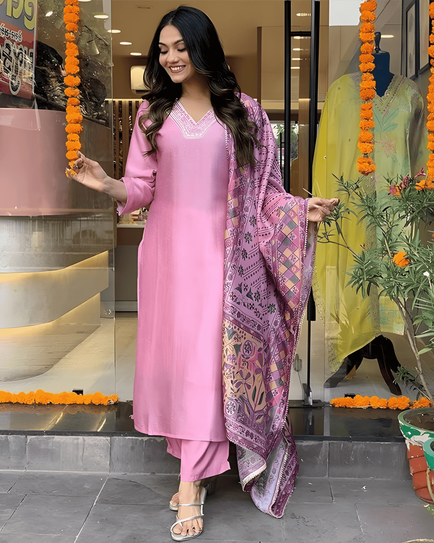 Pink Biscuit Cotton Suit Set for Women with Comfortable Fit