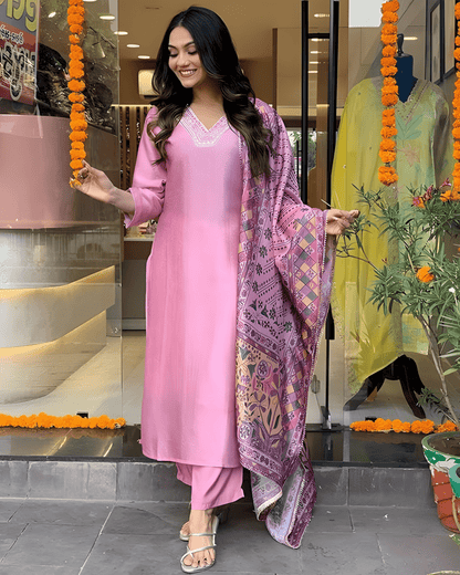 Pink Biscuit Cotton Suit Set for Women with Comfortable Fit