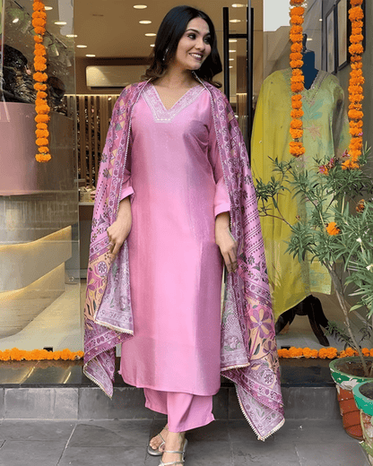 Pink Biscuit Cotton Suit Set for Women with Comfortable Fit
