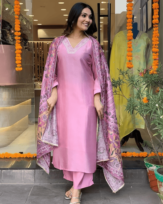 Pink Biscuit Cotton Suit Set for Women with Comfortable Fit