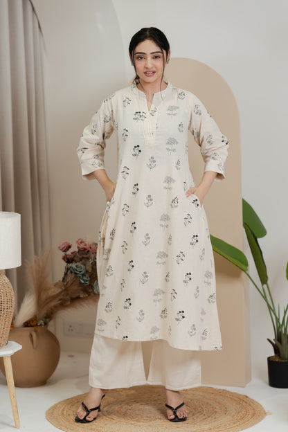 Premium Khadi Flex Kurta Set - Beige | Soft & Comfortable