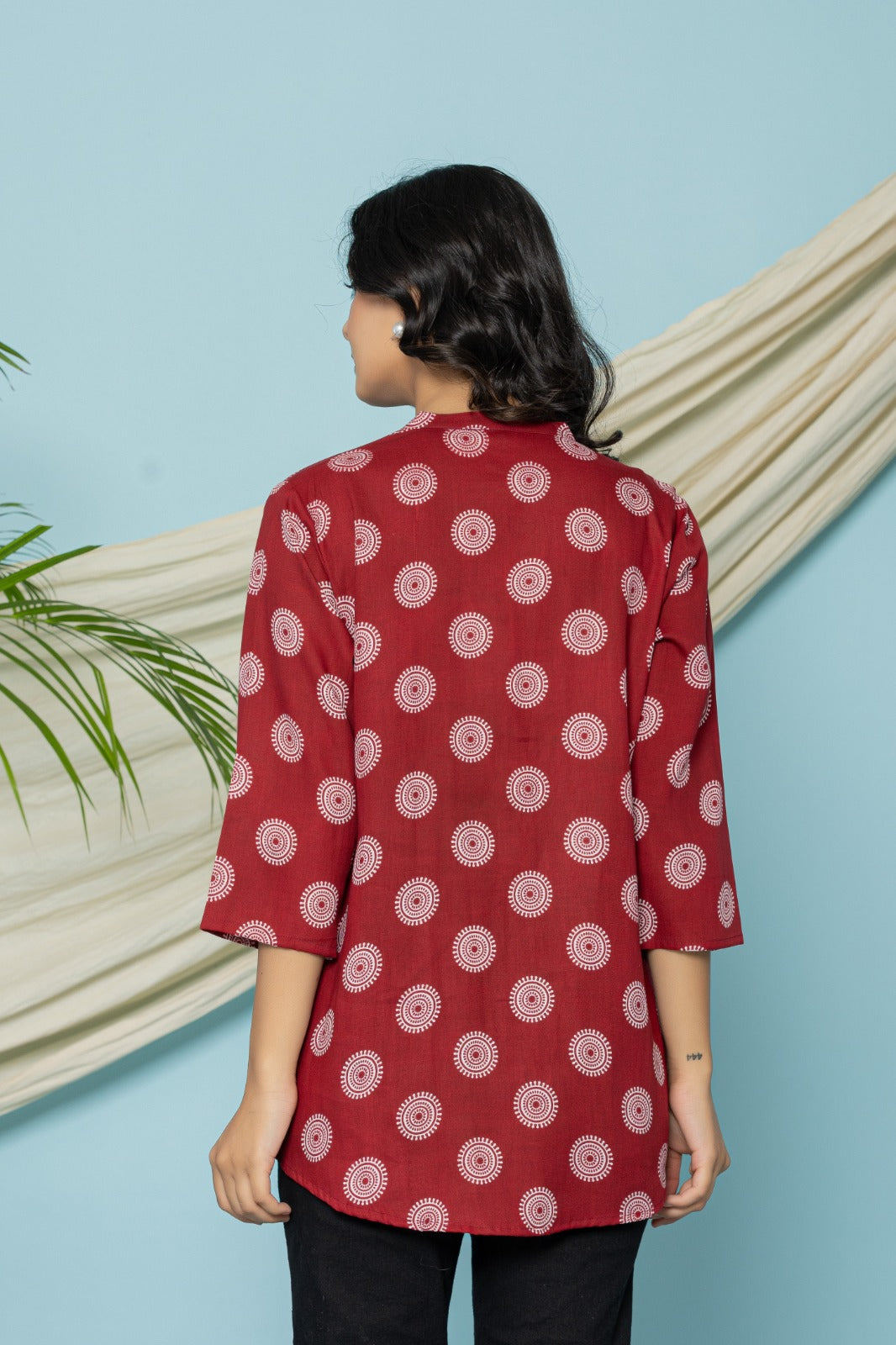 Maroon Soft Cotton Printed Top – Daily & Office Wear