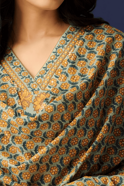 Printed Cotton Kurta Palazzos Set - Soft & Breathable