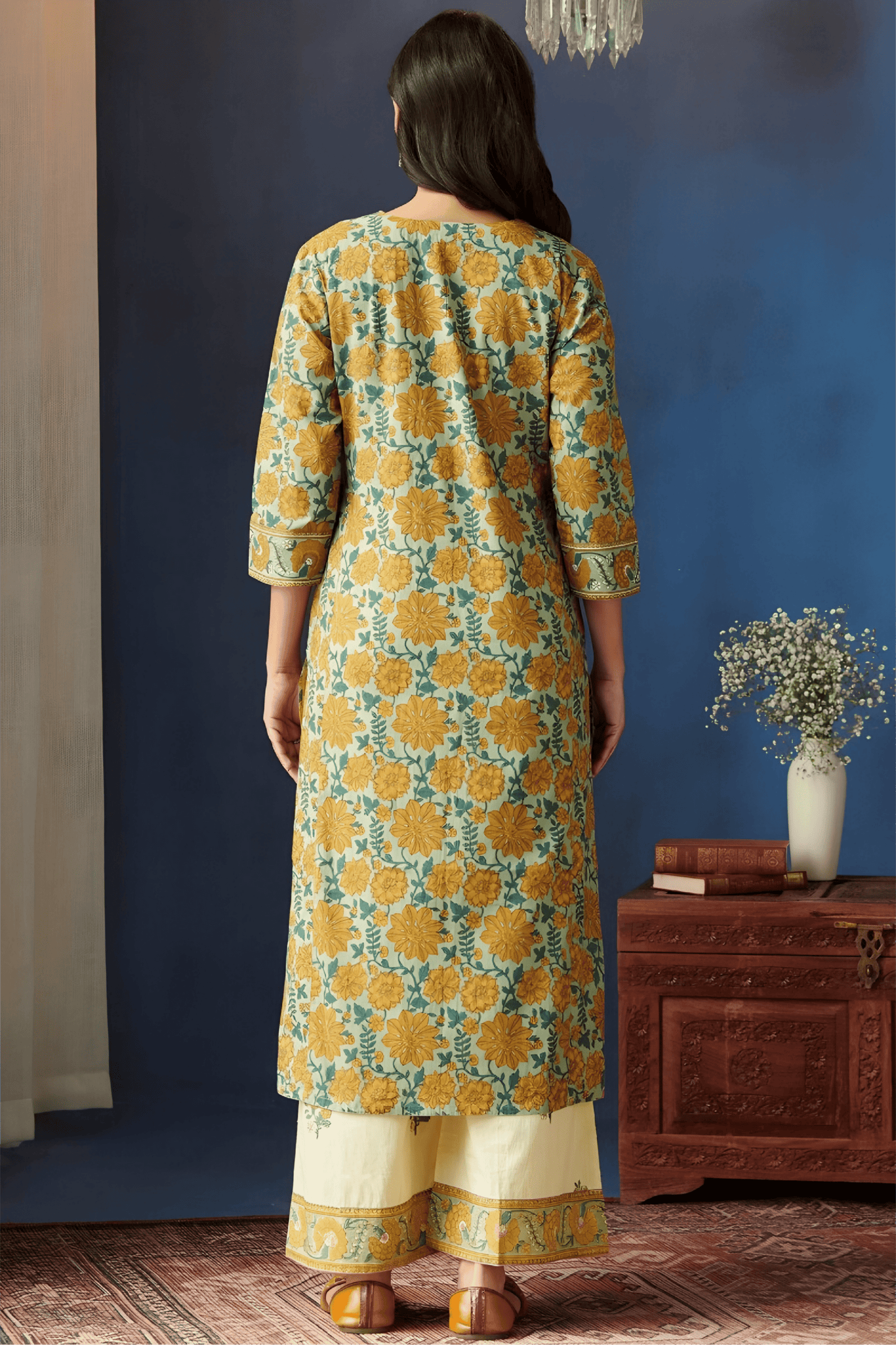 Printed Cotton Kurta Palazzos Set - Soft & Breathable