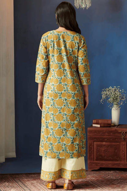 Printed Cotton Kurta Palazzos Set - Soft & Breathable