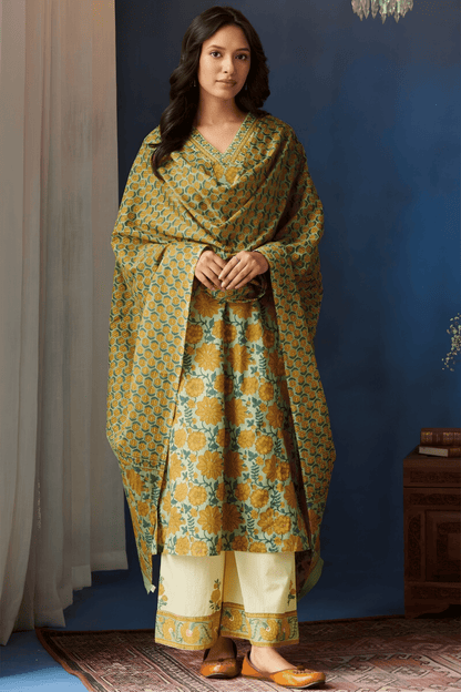 Printed Cotton Kurta Palazzos Set - Soft & Breathable