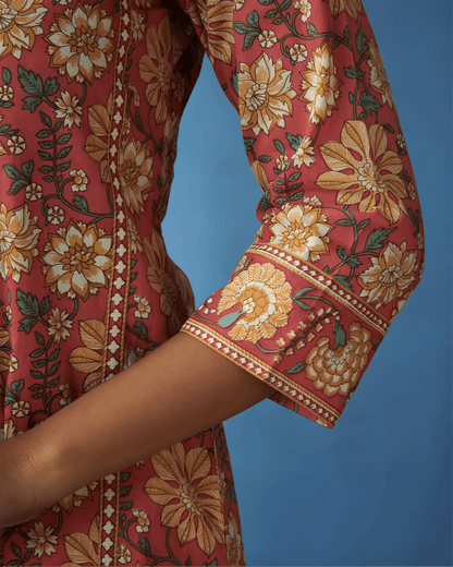 Printed Cotton Kurta Set with Palazzo & Dupatta - Soft & Breathable