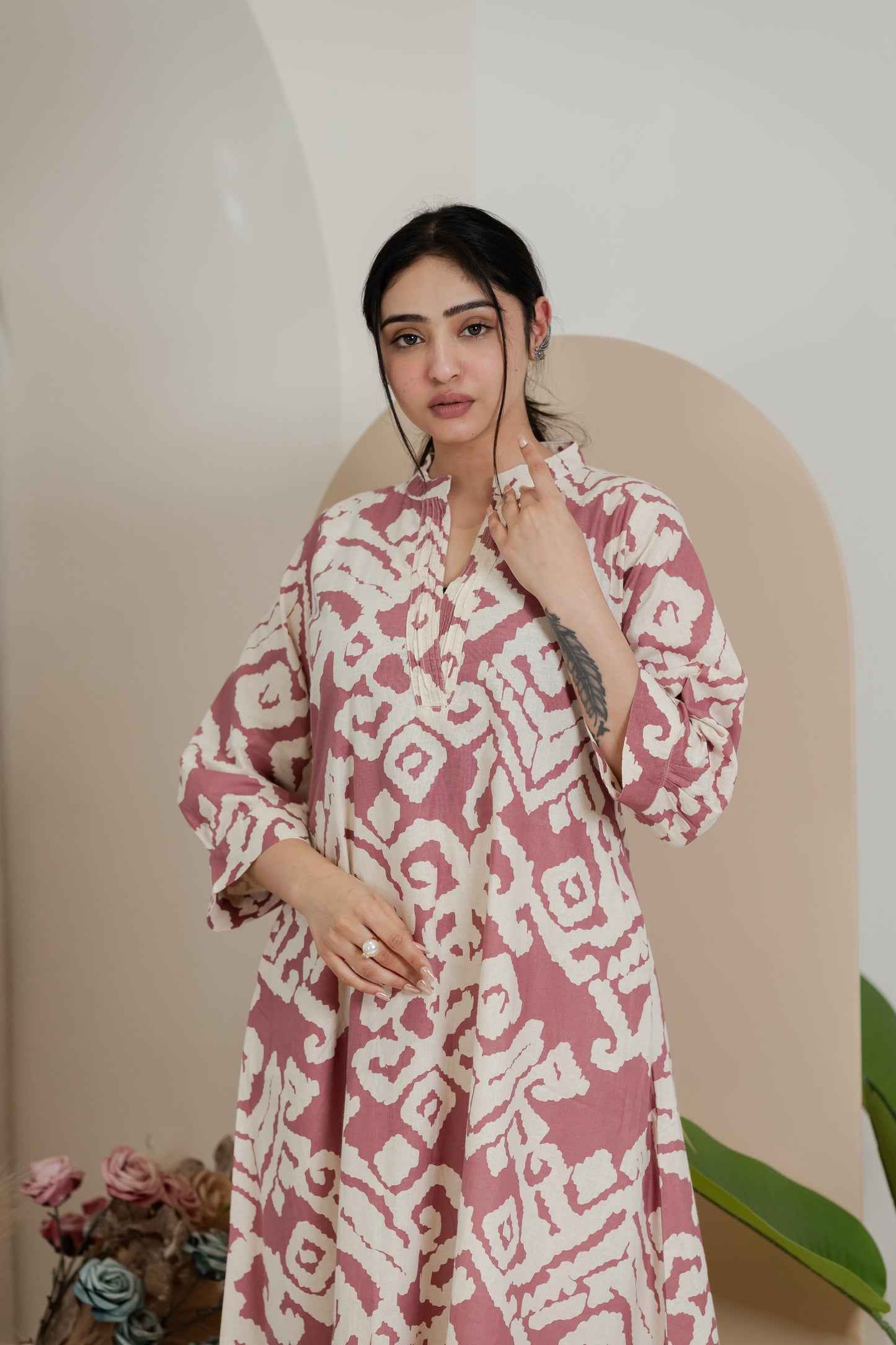 Premium Khadi Flex Kurta Set - Dusty Rose | Soft & Comfortable