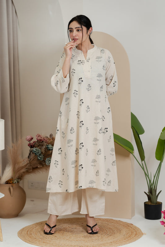 Premium Khadi Flex Kurta Set - Beige | Soft & Comfortable