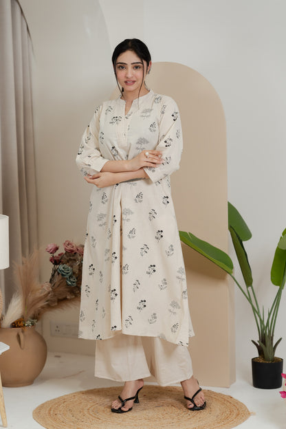 Premium Khadi Flex Kurta Set - Beige | Soft & Comfortable